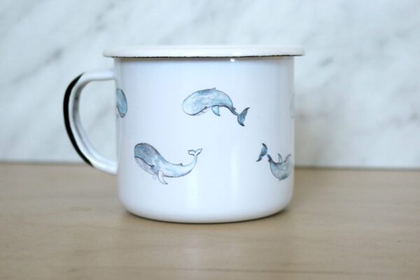 kubek emaliowany WHALE WHITE DIXIE LION garnek