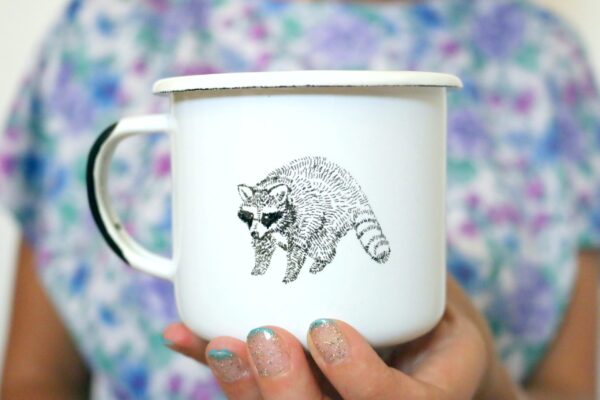 kubek emaliowany RACCOON WHITE DIXIE LION