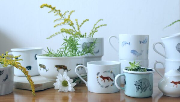 kubek porcelanowy FLORAL FOX lis