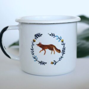kubek emaliowany FLORAL FOX WHITE garnek